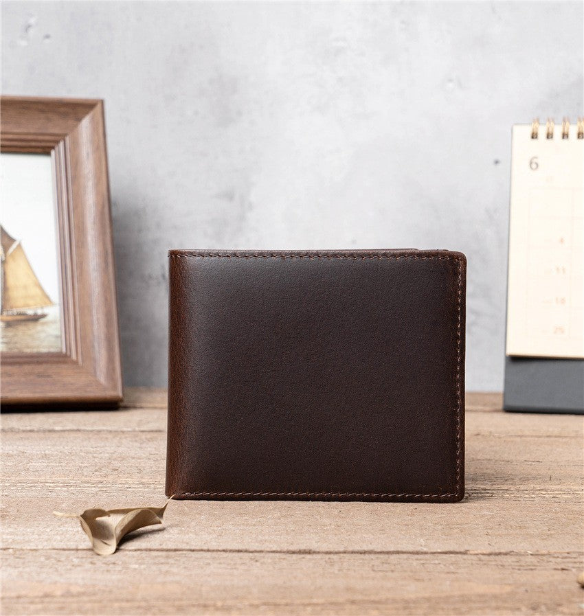 Men's New Soft Leather Wallet Two Fold Korean Multiple Card Slots