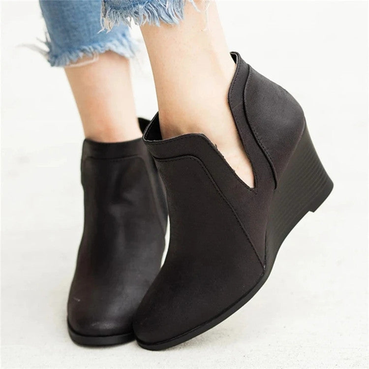 Vintage Roman side zipper ladies single shoes
