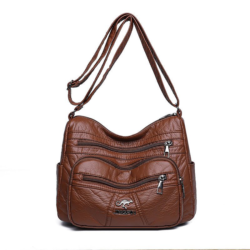 Retro Soft Leather Women's Bag New Authentic Leather Tactile Feel Large Capacity