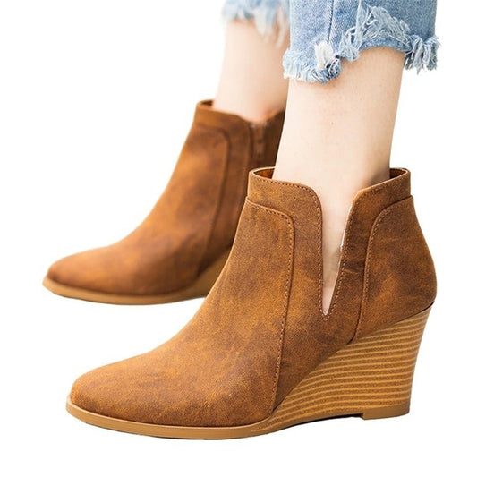 Vintage Roman side zipper ladies single shoes