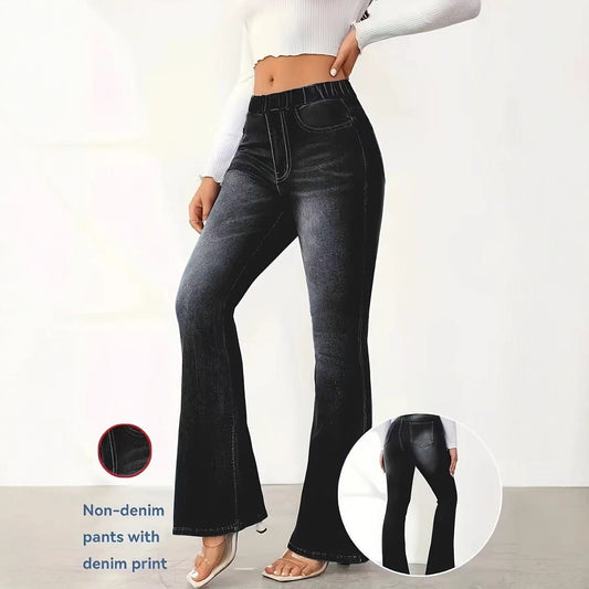 Denim Printing Hip-lift And Belly Shaping Waist Fitness Leggings